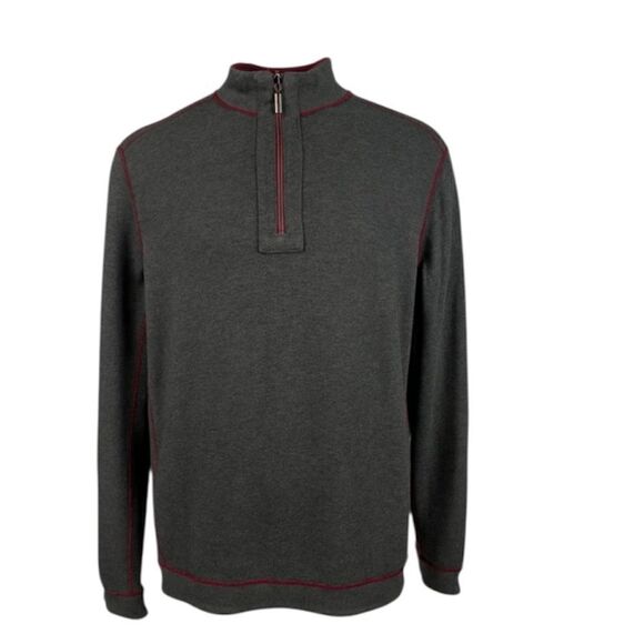 Tommy Bahama Flipshore Half-Zip Reversible Sweatshirt, Black Cherry Size 3XL NWT - Picture 3 of 12
